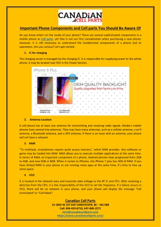 Important Phone Components and Cell parts You Should Be Aware Of
