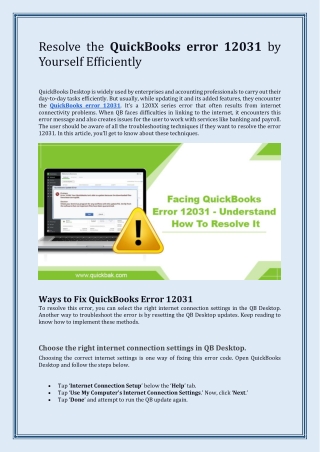 Resolve the QuickBooks error 12031 by Yourself Efficiently