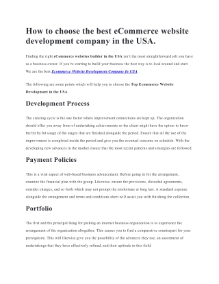 eCommerce website development company in the USA