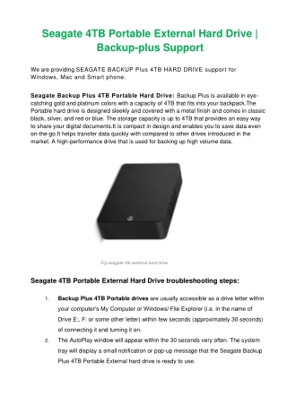 Seagate 4TB Portable External Hard Drive | Backup-plus Support