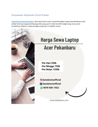 Harga Sewa Laptop Acer Pekanbaru, WA 0878 9381 1922