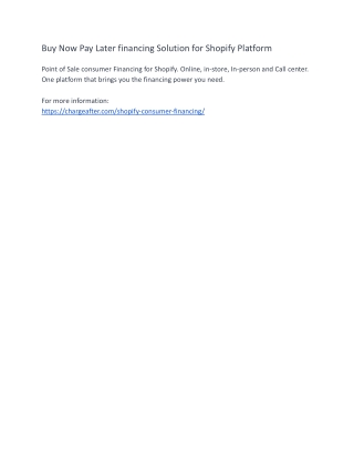 Buy Now Pay Later financing Solution for Shopify Platform