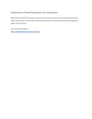 eCommerce Financing Options for Customers