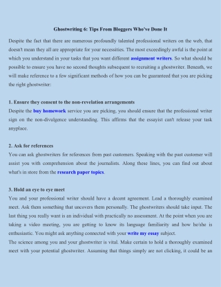 Ghostwriting 6 Tips From Bloggers Who've Done It