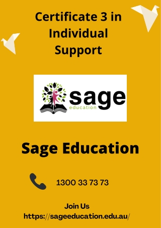 Certificate III in Individual Support- Sage Education