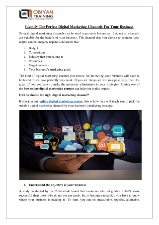 Identify The Perfect Digital Marketing Channels For Your Business