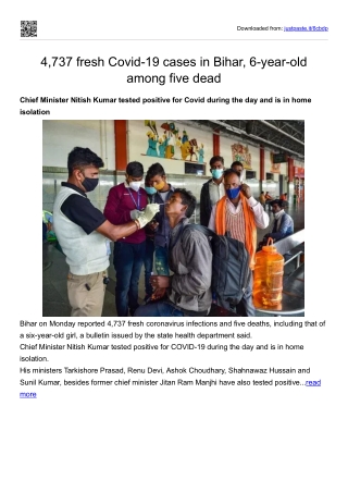 4,737 fresh Covid-19 cases in Bihar, 6-year-old among five dead