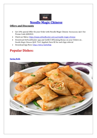 10%  off - Noodle Magic Chinese Menu Kearneys Spring, QLD