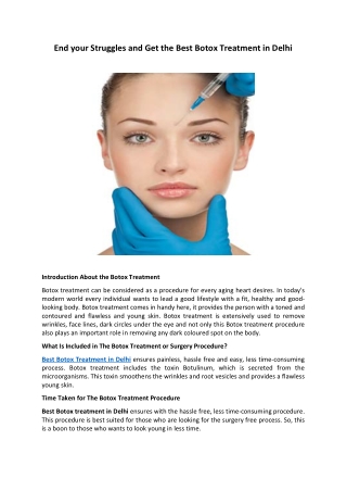 End your Struggles and Get the Best Botox Treatment in Delhi
