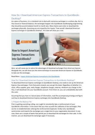 How Do I Download American Express Deals to QuickBooks Desktop?