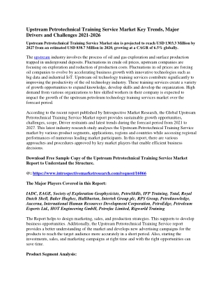 Upstream Petrotechnical Training Service Market