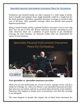 Specialist Musical Instruments Insurance Plans for Orchestras