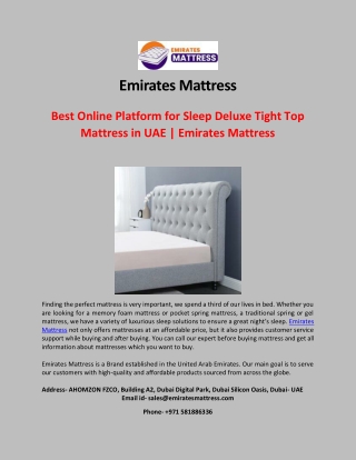 Best Online Platform for Sleep Deluxe Tight Top Mattress in UAE
