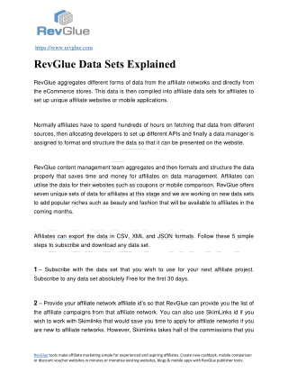 RevGlue Data Sets Explained