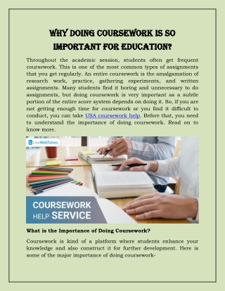 Why Doing Coursework Is So Important for Education
