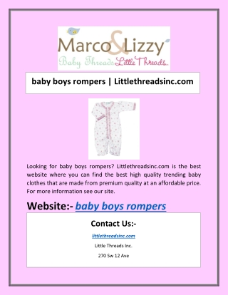 baby boys rompers | Littlethreadsinc.com