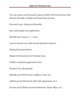 Apply For Personal Loan