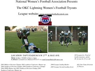 National Women’s Football Association Presents The OKC Lightning Women’s Football Tryouts