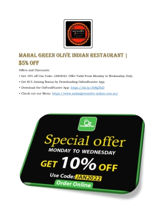Mahal Green Olive Indian Restaurant