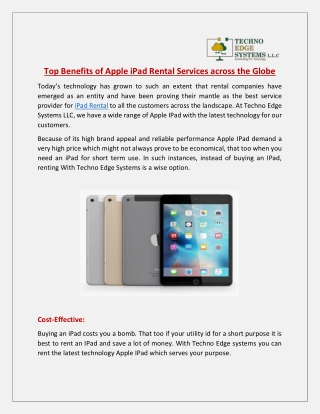 Top Benefits of Apple iPad Rental Services Across the Globe