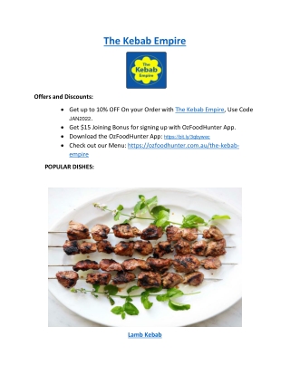 5% Off - The Kebab Empire westfield Menu Geelong, VIC