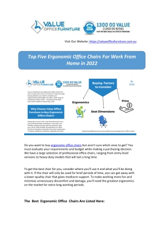 Top Five Ergonomic Office Chairs For Work From Home in 2022