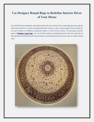 Use Designer Round Rugs to Redefine Interior Décor of Your House