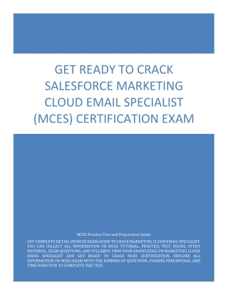 Get Ready to Crack Salesforce Marketing Cloud Email Specialist (MCES) Exam