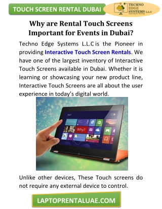 Why are Rental Touch Screens Important for Events in Dubai
