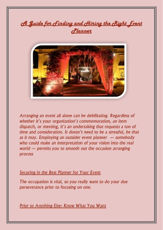 A Guide for Finding and Hiring the Right Corporate Event Planner