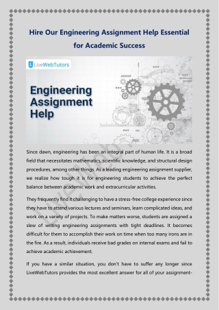 Hire Our Best Engineering Assignment Help Online Service