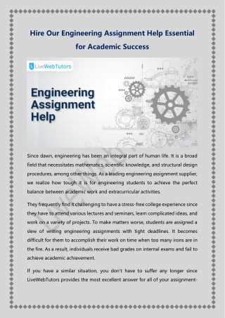 Hire Our Best Engineering Assignment Help Online Service
