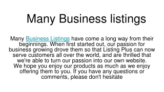 Many Business listings