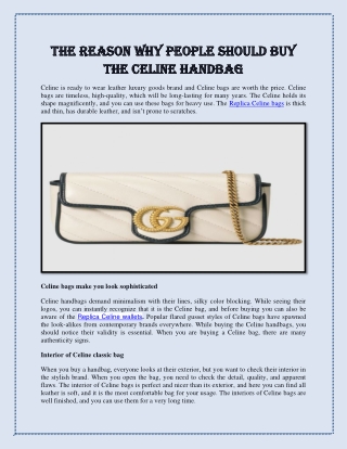 The reason why people should buy the Celine handbag