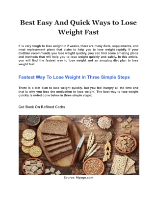 Best Easy And Quick Ways to Lose Weight Fast