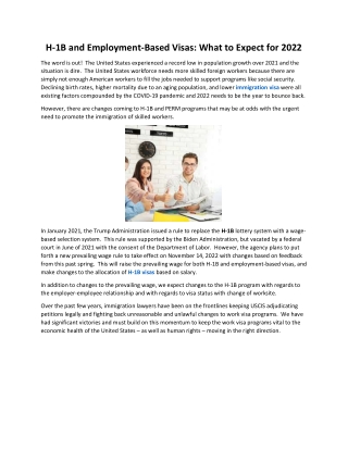 H-1B and Employment-Based Visas What to Expect for 2022