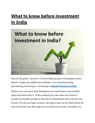 What to know before investment in India