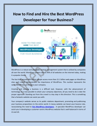 How to Find and Hire the Best WordPress Developer for Your Business