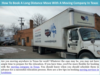 How To Book A Long Distance Move With A Moving Company In Texas?