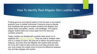 How To Identify Real Alligator Skin Leather Belts