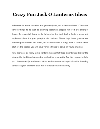 Crazy Fun Jack O Lanterns Ideas