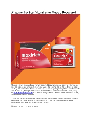 What are the Best Vitamins for Muscle Recovery