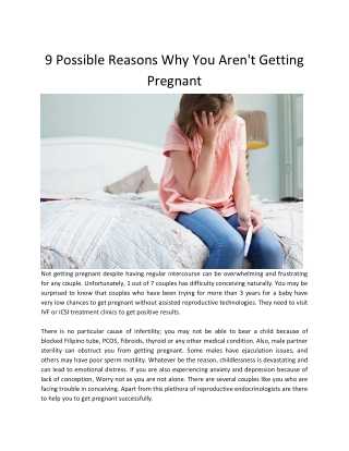 9 Possible Reasons Why You Aren't Getting Pregnant