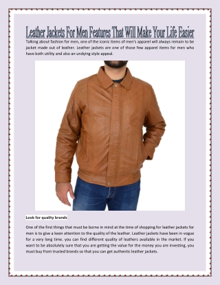 Leather Jackets For Men Features That Will Make Your Life Easier