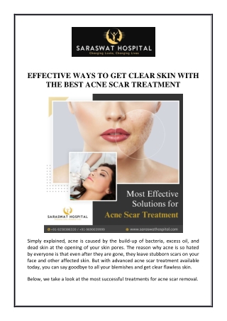 Effective Ways to Get Clear Skin with the Best Acne Scar Treatment