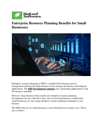 Enterprise Resource Planning Benefits for Small Businesses