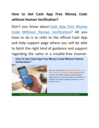 How to Get Cash App Free Money Code without Human Verification?