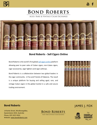 Bond Roberts - Sell Cigars Online