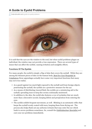 A Guide to Eyelid Problems