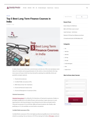Top 5 Best Long Term Finance Courses in India